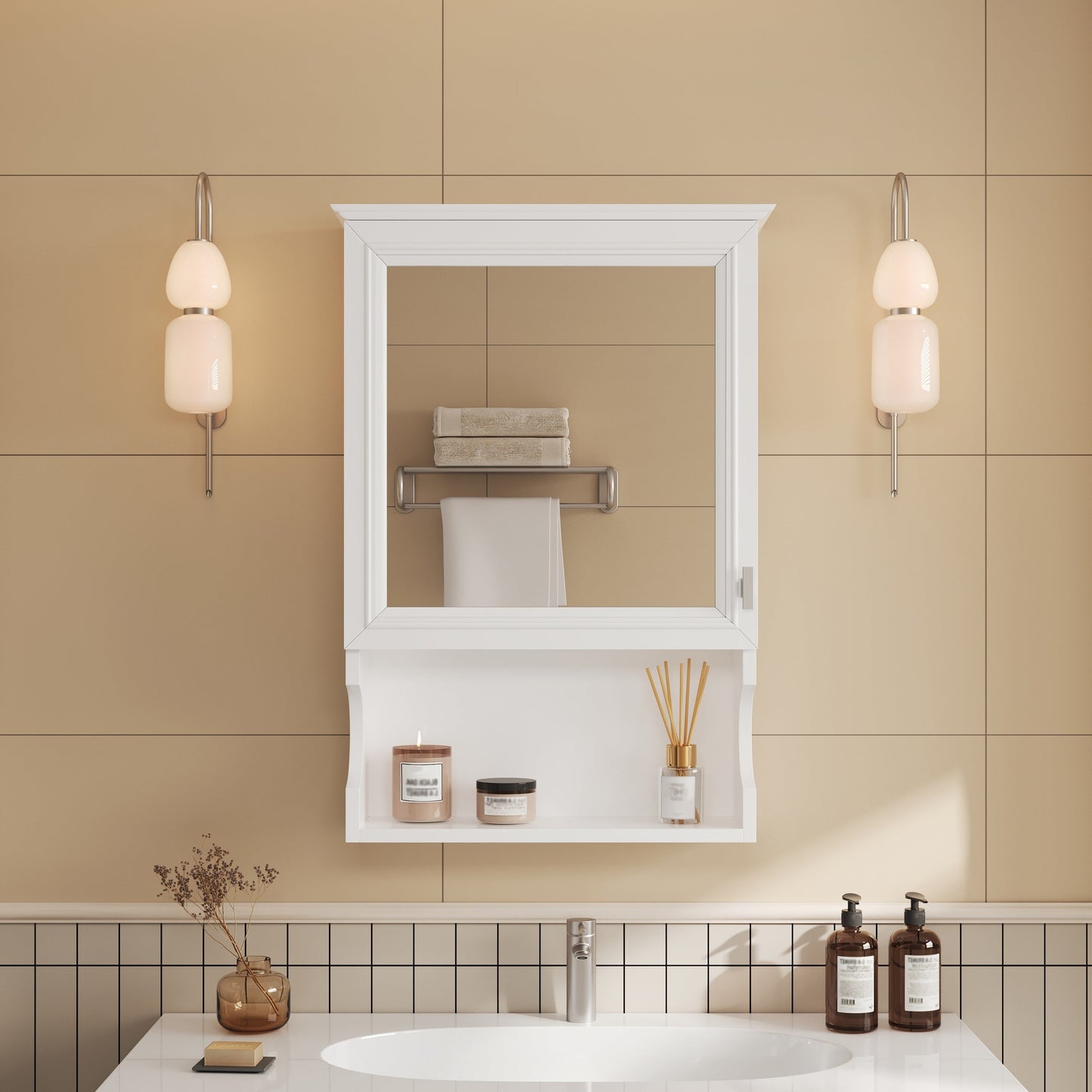 20'' Wall Mounted Bathroom Storage Cabinet with Mirror