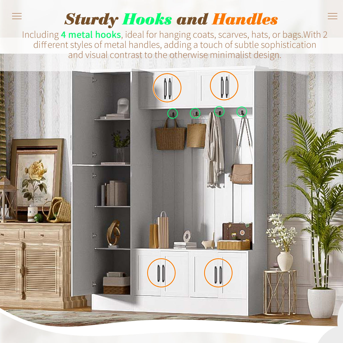 Vibe Haus 79'' Tall Modern Hall Tree with Shoe Storage