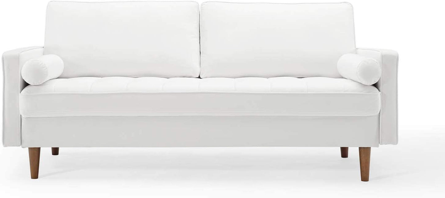 Valour Performance Velvet Sofa White Mid Century Modern