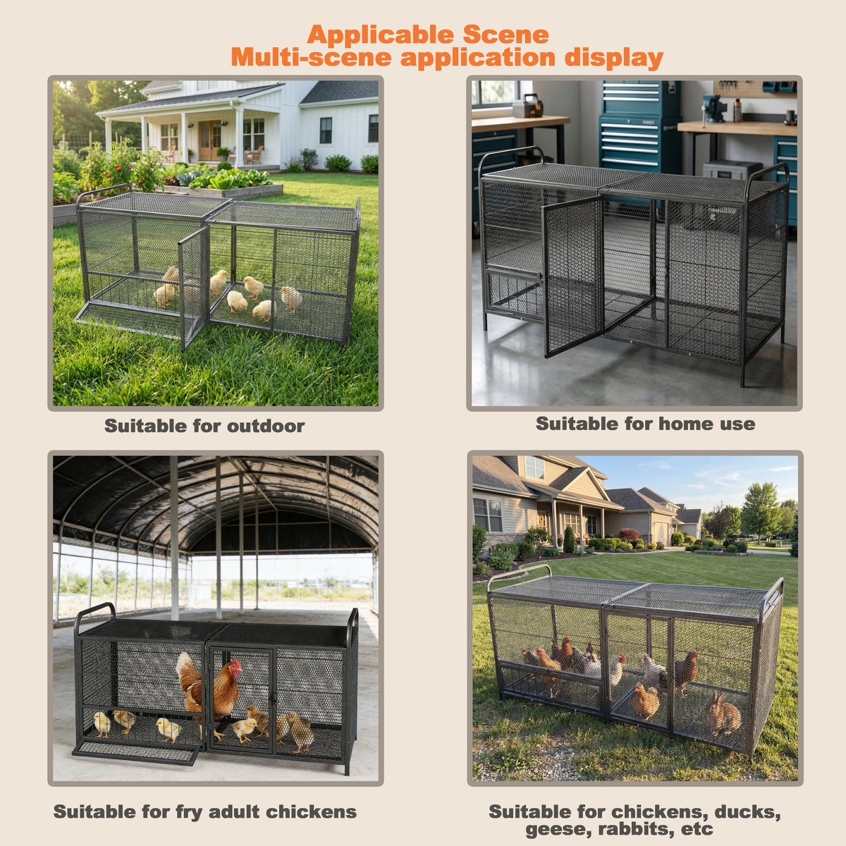 63" Chicken Cage Metal Poultry Breeding Coop