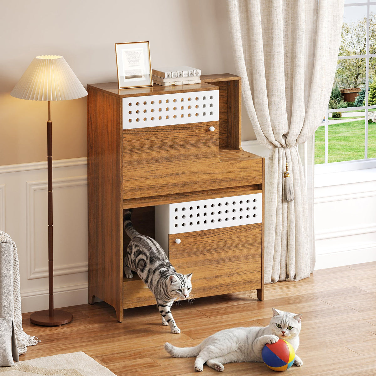 Modern 2 IN 1 Cat Furniture - Cat Litter Box Enclosure