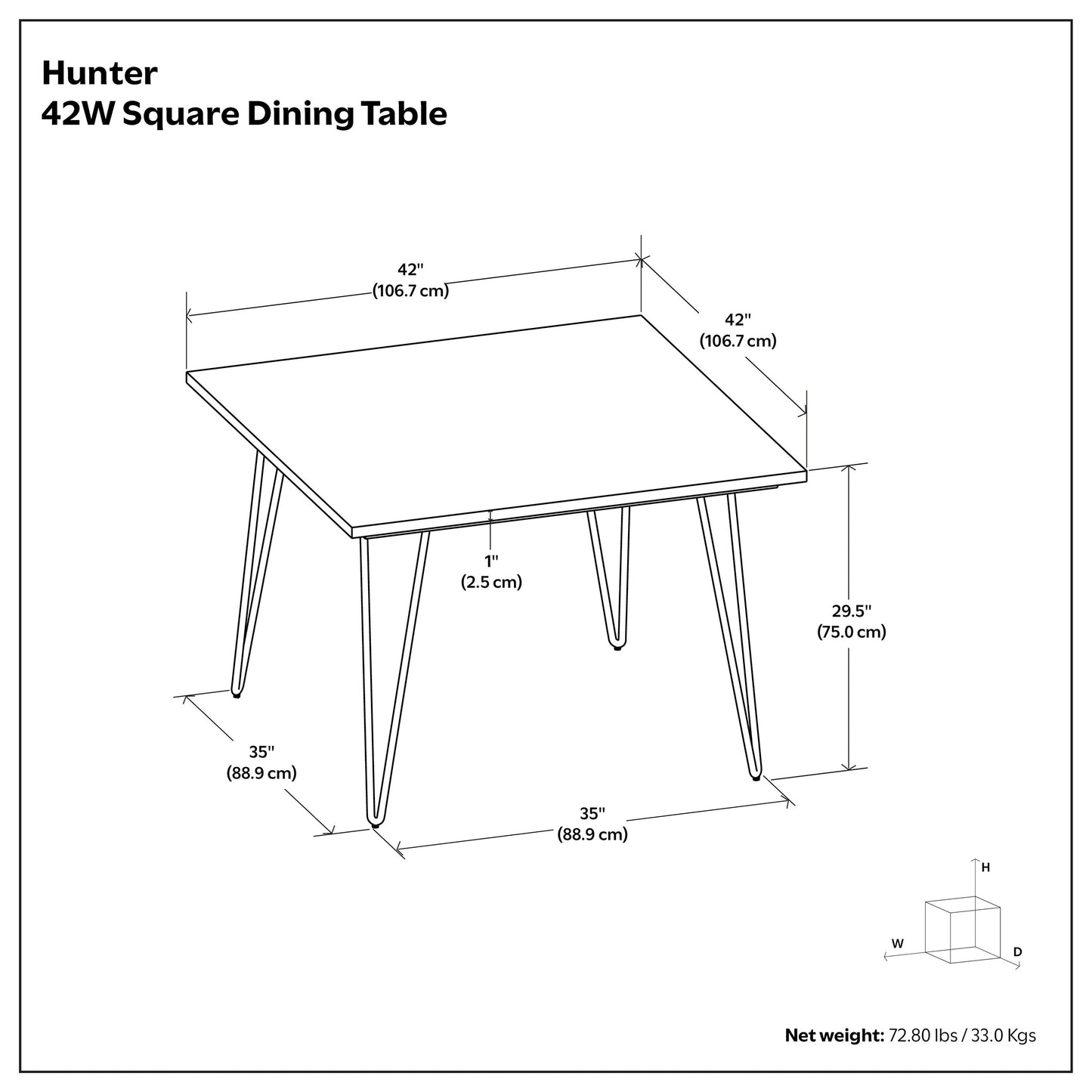 Hunter 42-Inch Square Dining Table