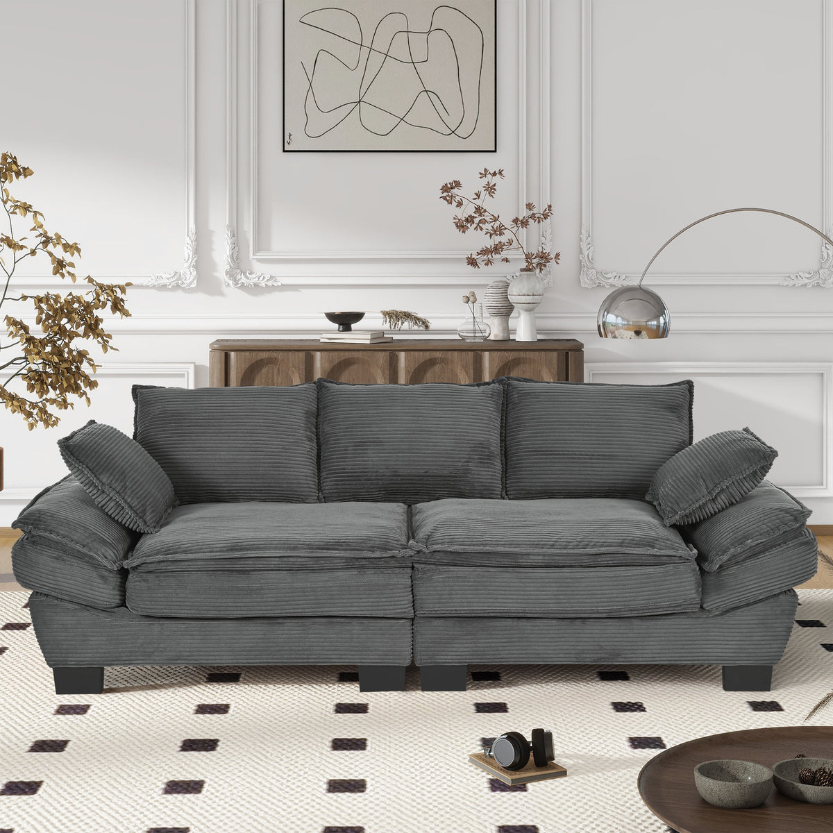 U-Style 85.4" Modern Curved Sofa