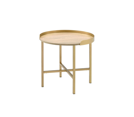 Mithea End Table - Oak / Gold