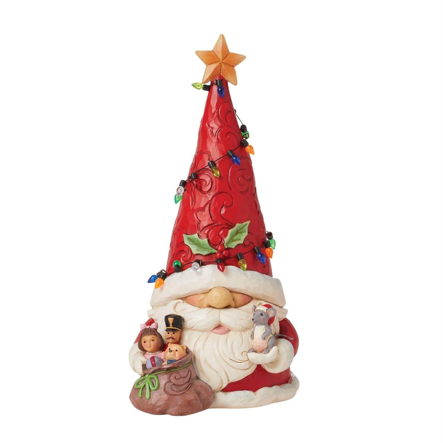 Gnome Santa Wrapped in Lights Figurine
