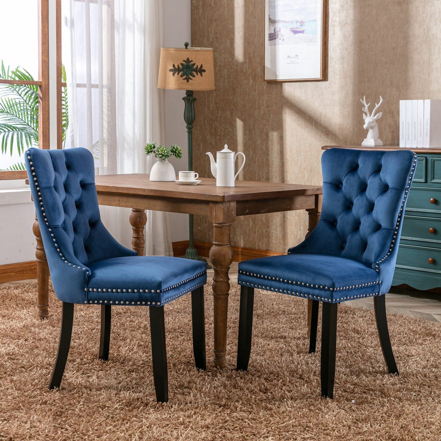 Nikki Collection Modern Tufted Velvet Upholstered Dining Chair Set of 2