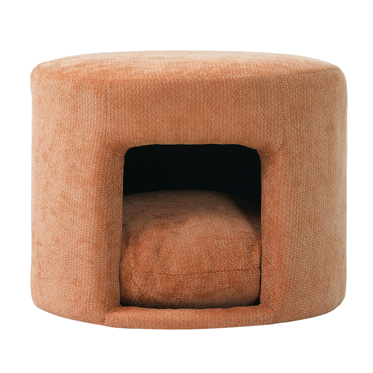 Orange Pet Friendly Ottoman with Removable Pet Cushion