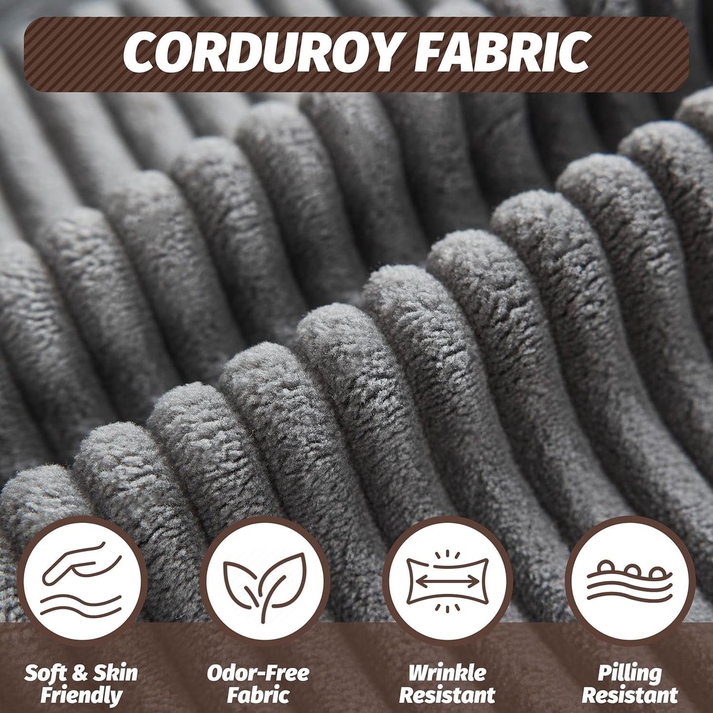 125Inch Oversized Corduroy Cloud Sleeper Grey Sofa