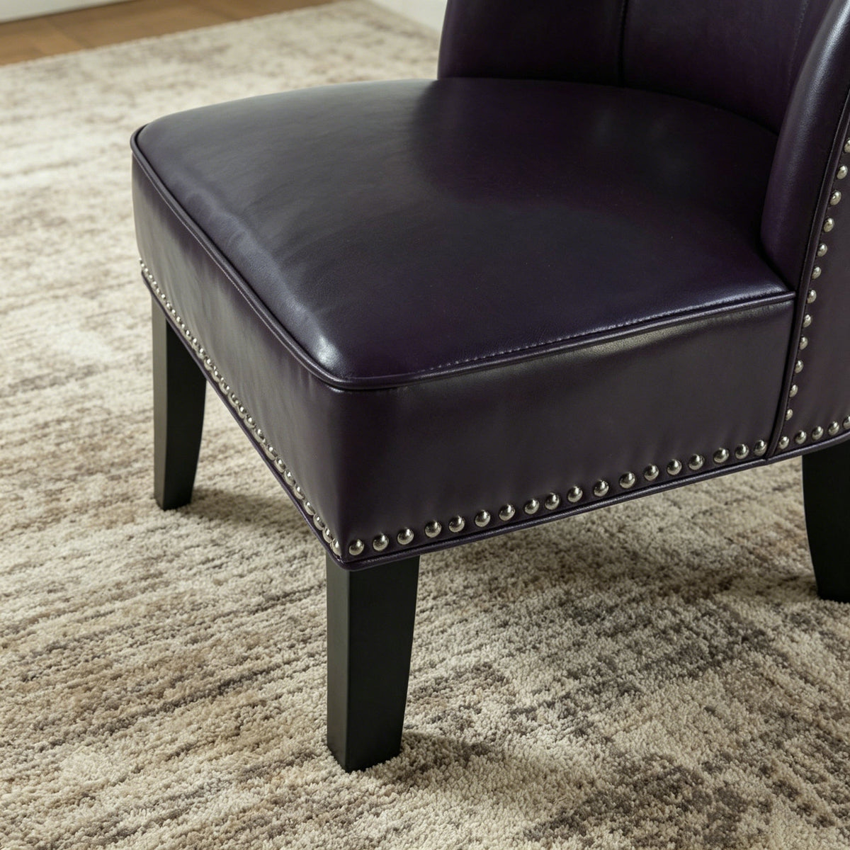 25.6" x 27.2" x 32.8" PU Leather Accent Chair in Purple