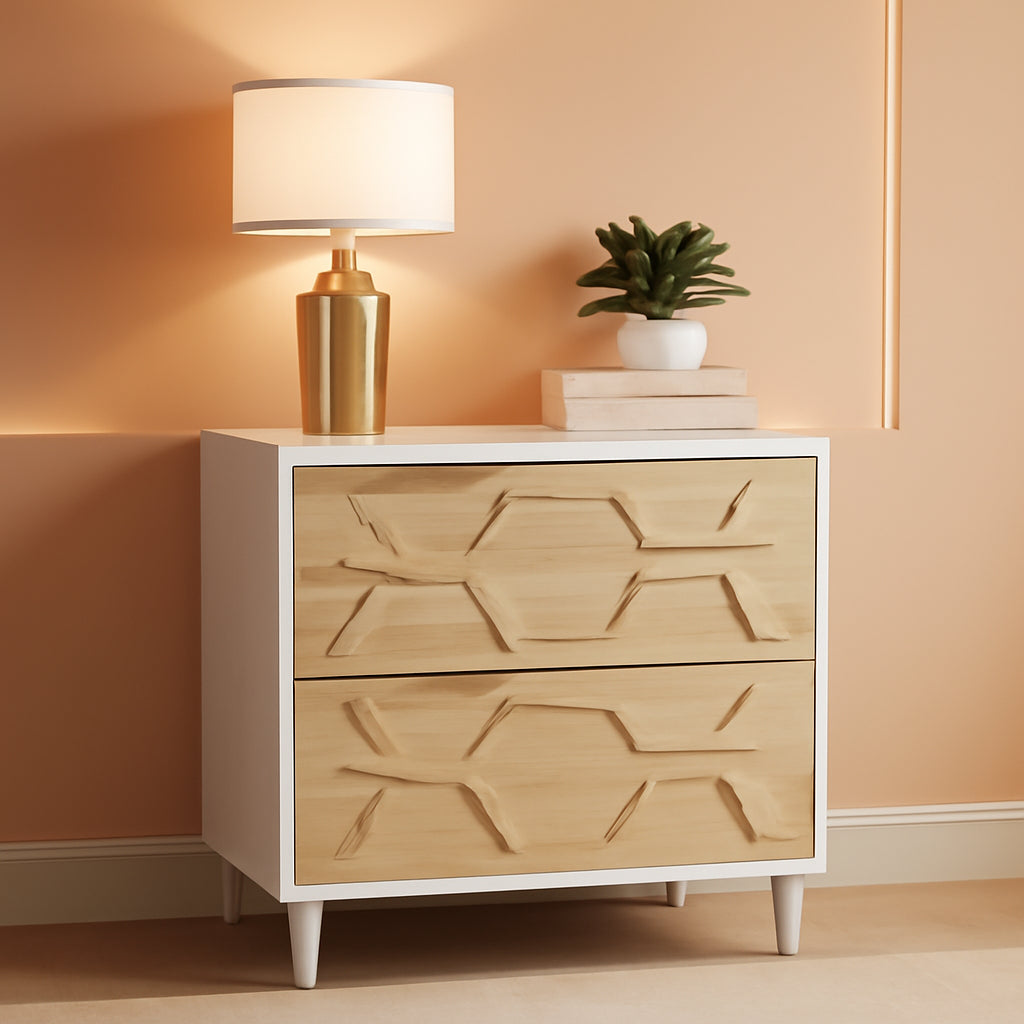 Two Drawer Lateral File Cabinet For A4 Letter And Legal Size Documents White And Walnut Printer Stand