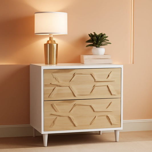 Two Drawer Lateral File Cabinet For A4 Letter And Legal Size Documents White And Walnut Printer Stand