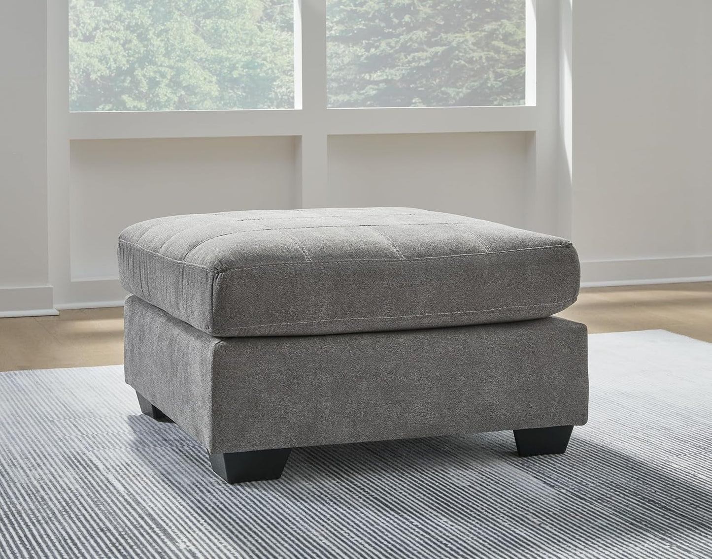 Oversized Light Gray Ottoman Room Decorative Elegance