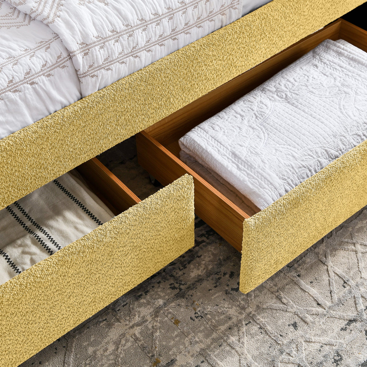 Queen Size Daybed with Two Drawers Upholstered Tufted Sofa Bed