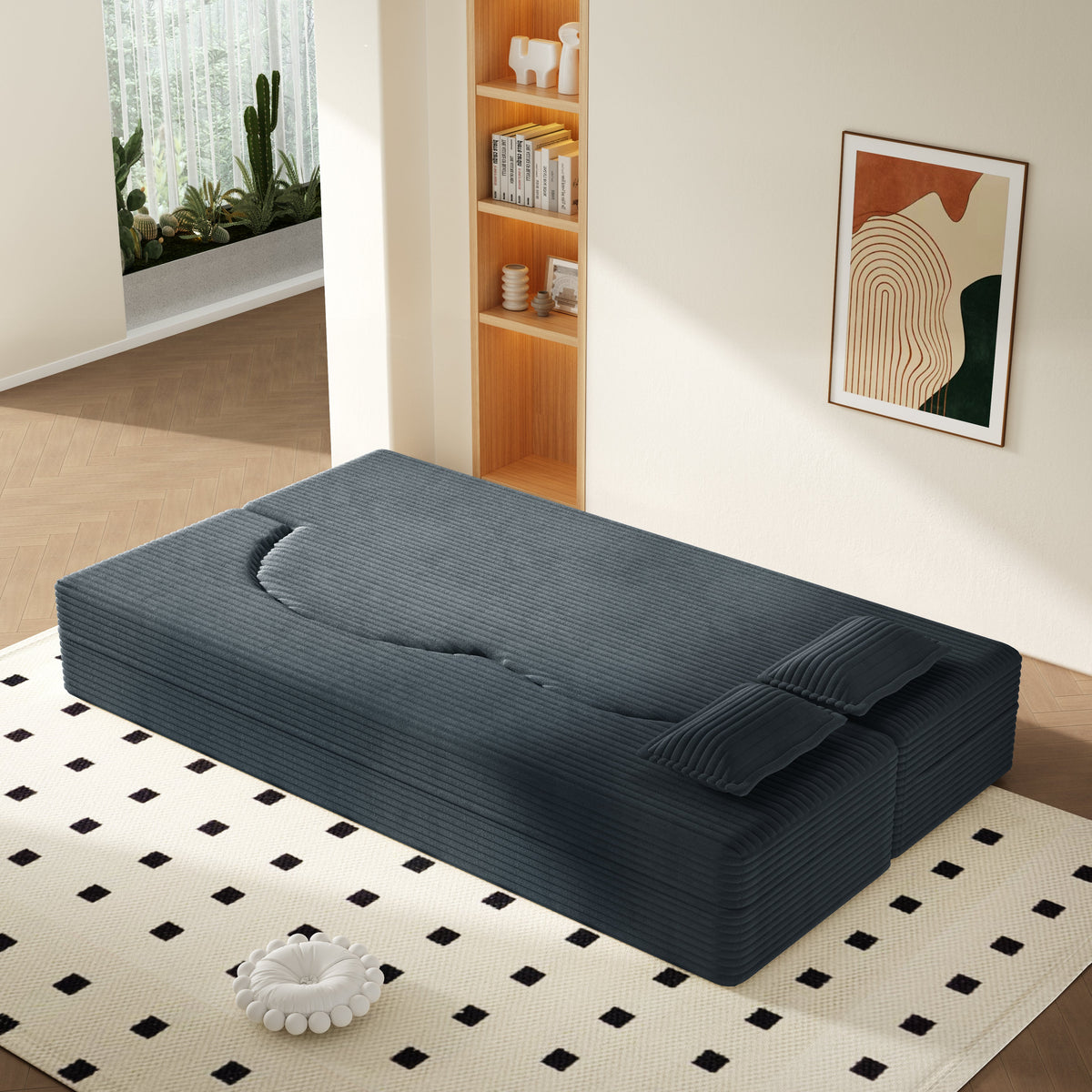 Modern Floor Sofa with 2 Pillows