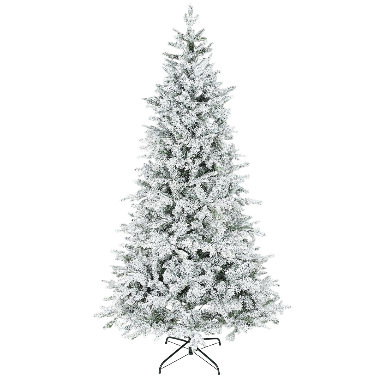 HOMCOM 7.5 ft Frosted Christmas Tree with Realistic Branches