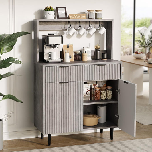 Grey Sideboard Cabinet With 2 Drawers For Dining Room