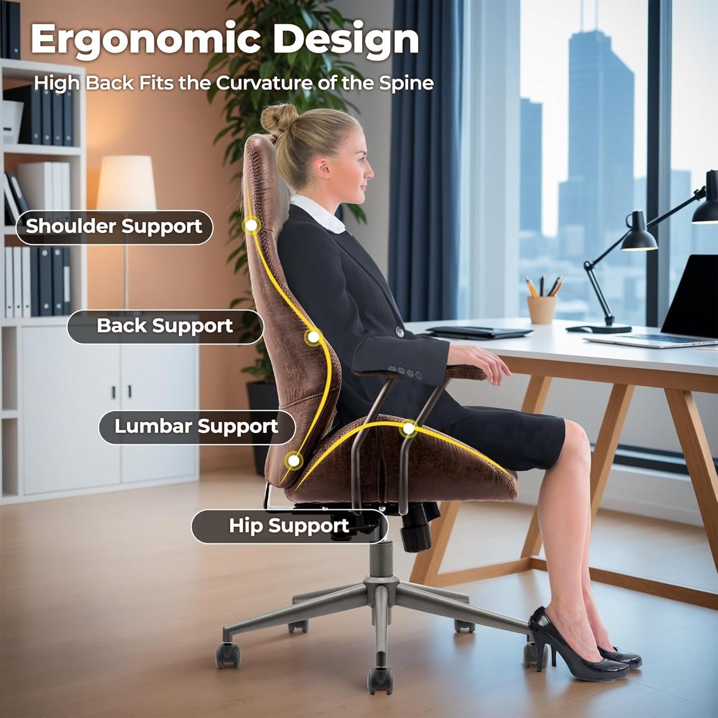Ergonomic Office Chair High Back Dark Coffee Executive