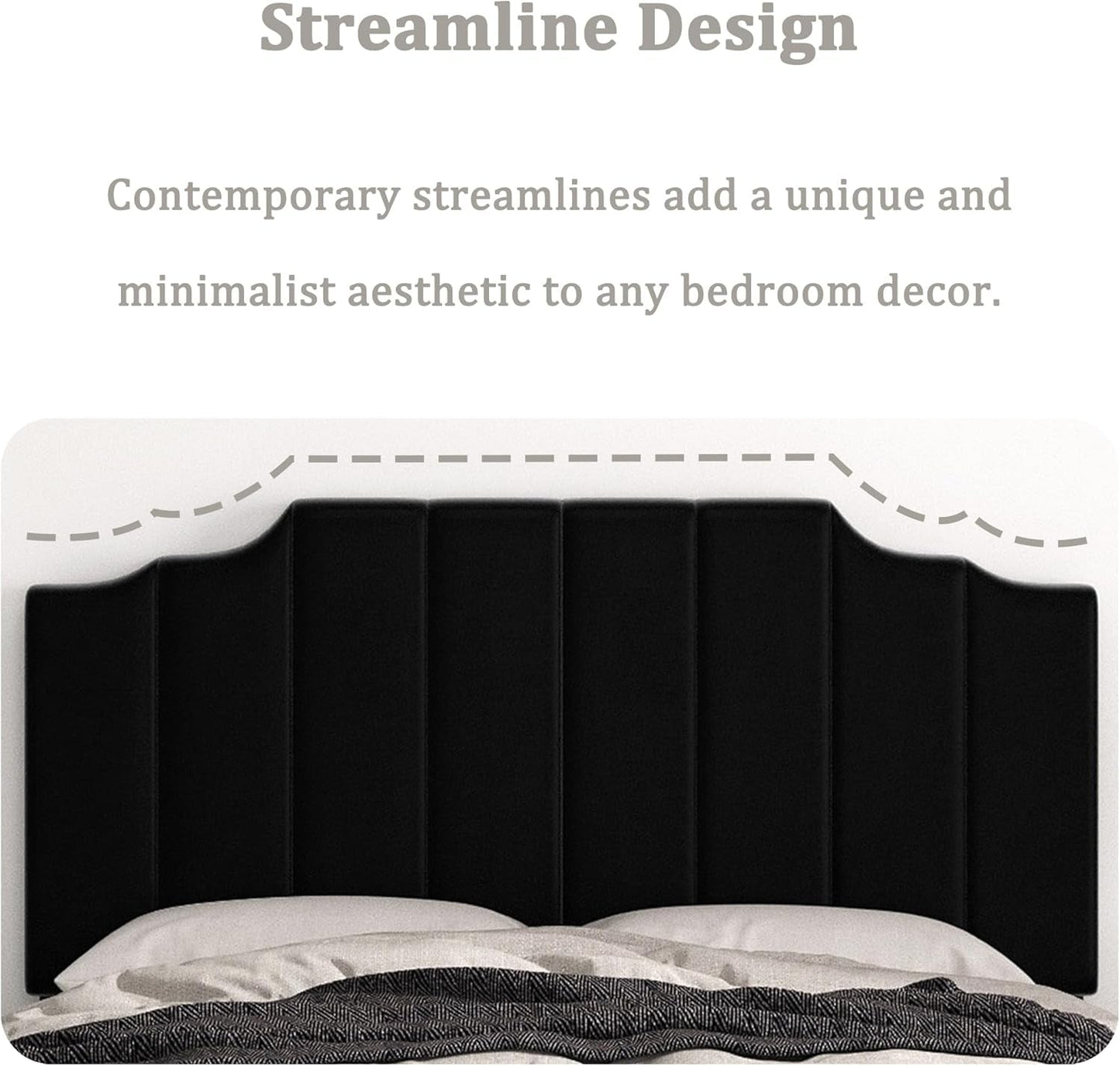Velvet Wall Mounted Queen Size Headboard with Tufted Design