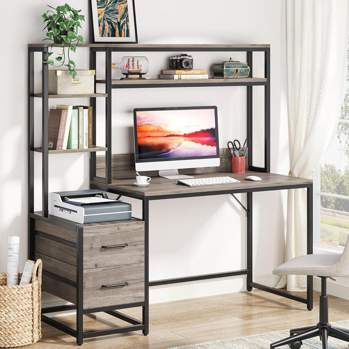 55 Inches Multifunctional Computer Desk