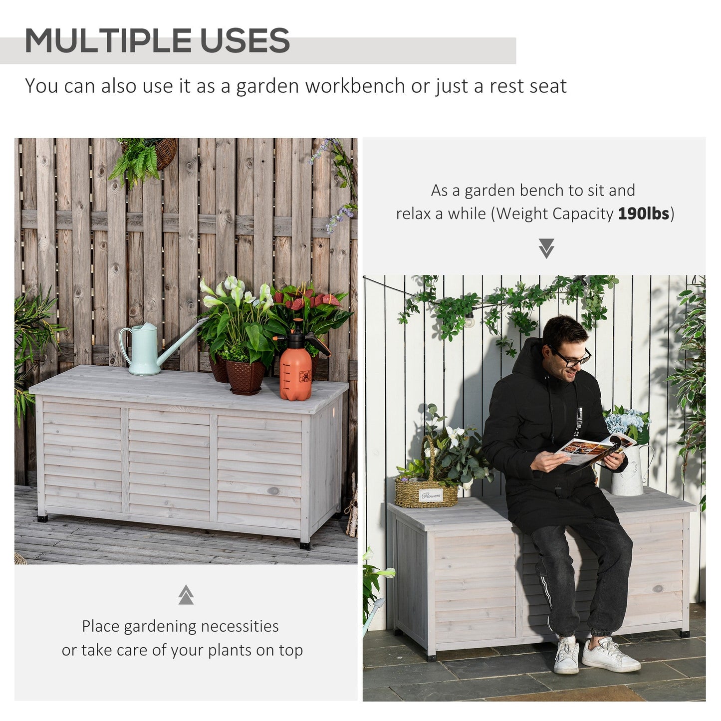 Outsunny 75 Gallon Wooden Deck Box