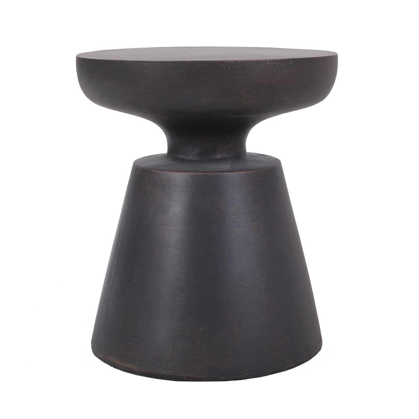 Outdoor Lightweight Concrete End Table with Half-sphere Top, Copper
