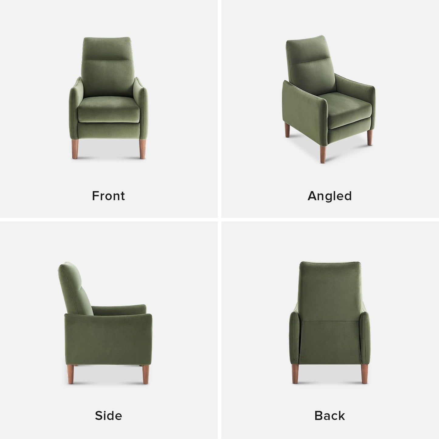 Arthur Olive Green Velvet Recliner Chair With 3 Positions