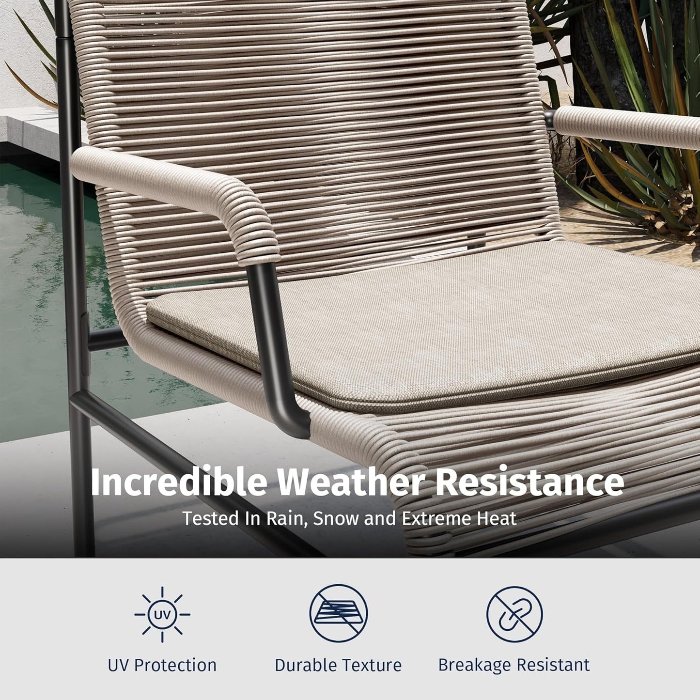 Modern 3-Piece Outdoor Bistro Set with Wide Chairs