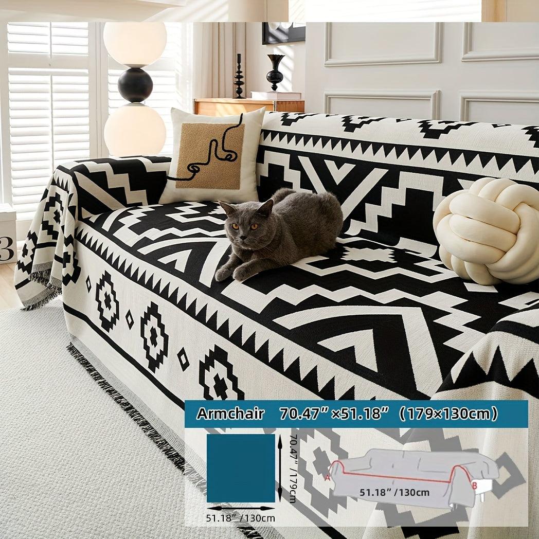 Boho-Chic All-Season Sofa Cover | Light Gray & Pet Proof Couch Cover