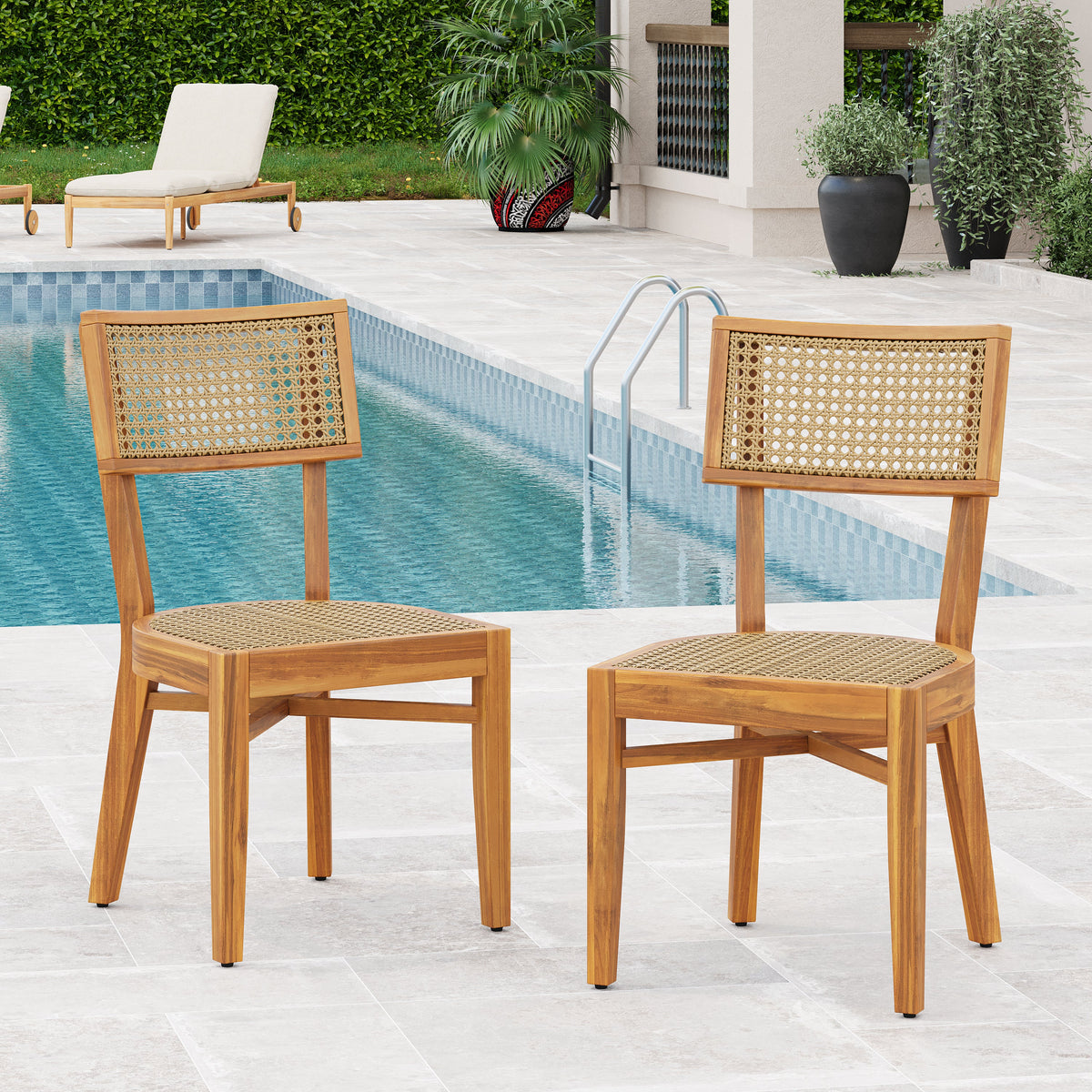 Netro Acacia Wood Dining Chair Set