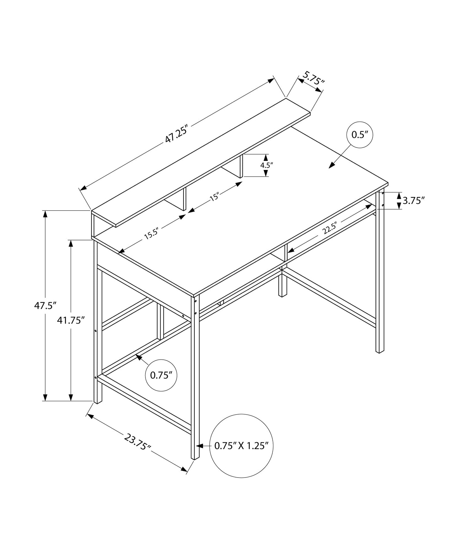Modern Computer Desk with Storage Shelves