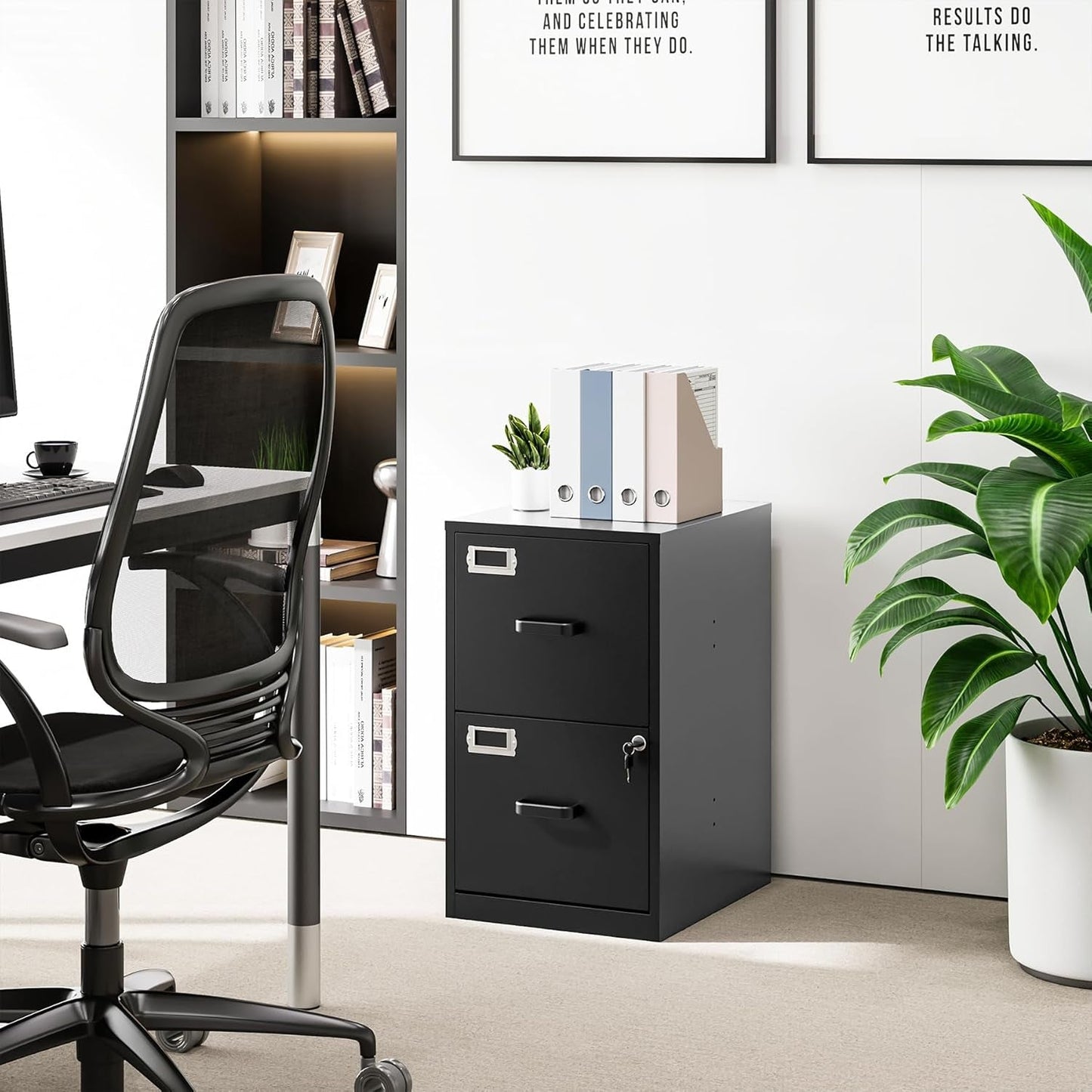 2 Drawer Locking Vertical File Cabinet For Letter Size Files Steel Office Storage