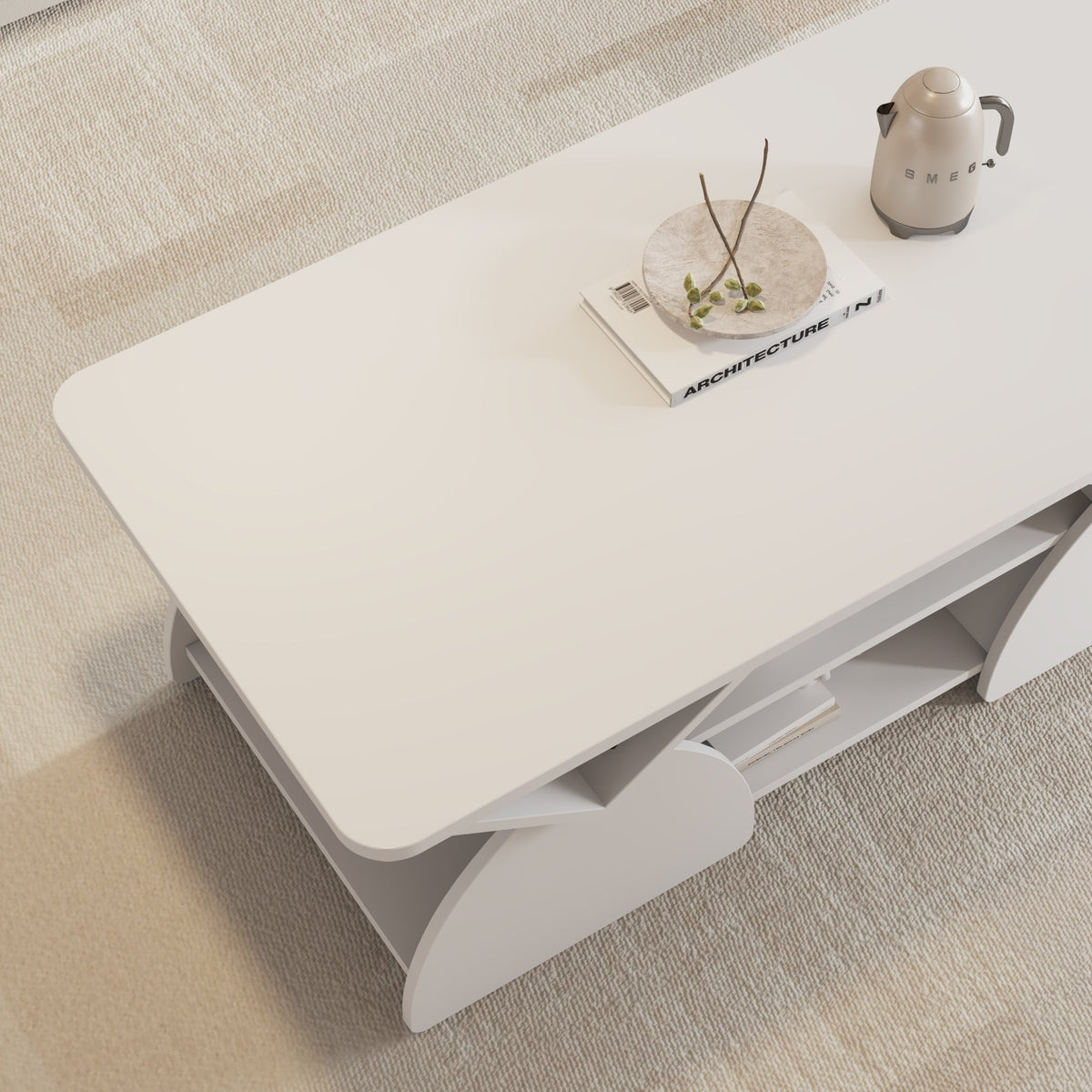 Engineered Wood Rounded Corner Rectangular Coffee Table