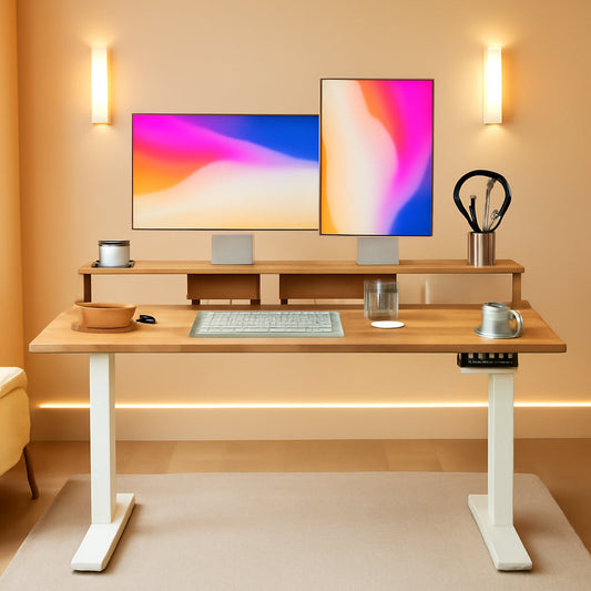 48 By 24 Inch Height Adjustable Electric Standing Desk With Double Drawers