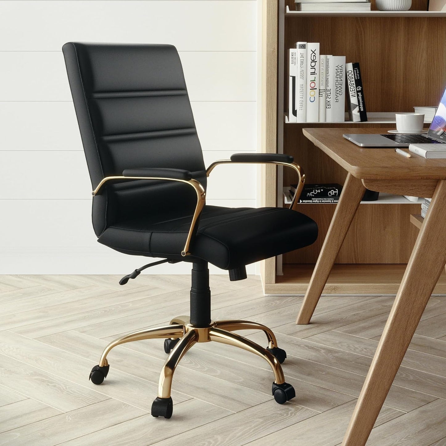 LeatherSoft Mid-Back Office Chair With Adjustable Height