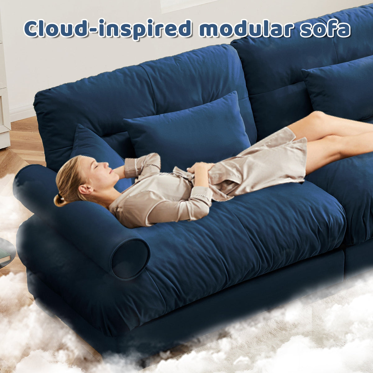 Over Size Modern Two-Seater Sofa with Ottoman