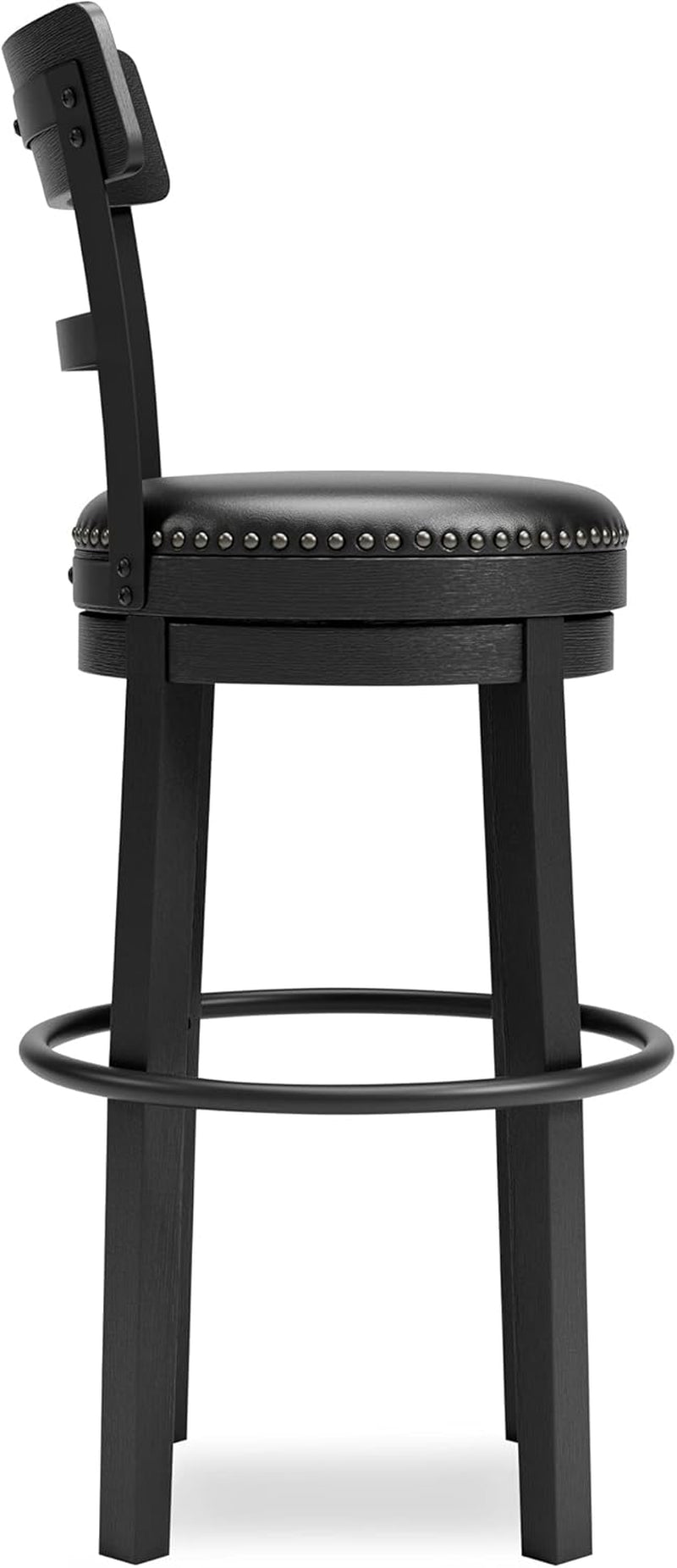 Valebeck 30.38 Black Upholstered Pub Height Swivel Barstool