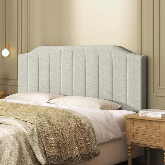 Linen Upholstered King Size Headboard with Easy Assembly