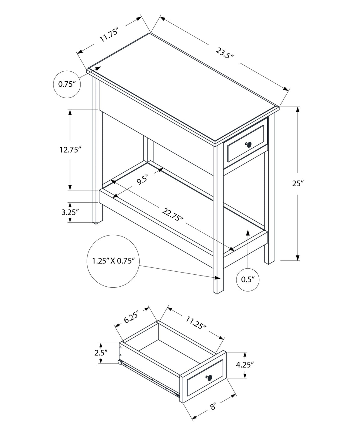 2 Tier Accent Table with Storage Drawer