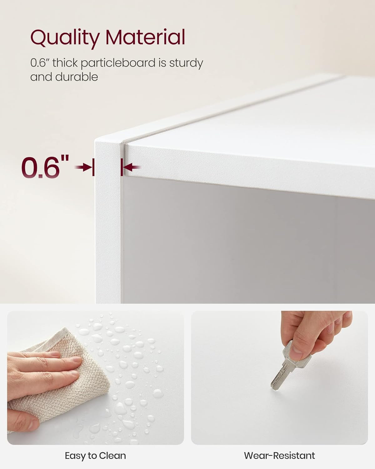 Cloud White 23.6 Inch Wide Three Tier Open Bookshelf