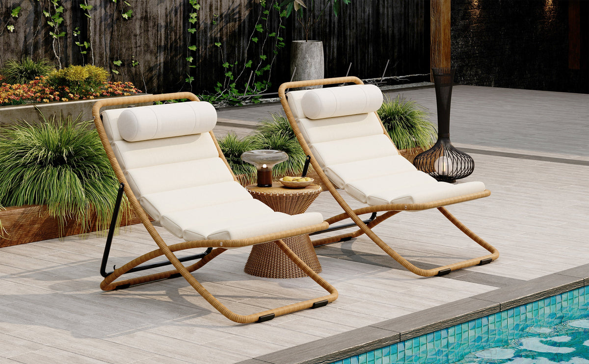 TREXM 2-Pieces Outdoor Folding Chair Set