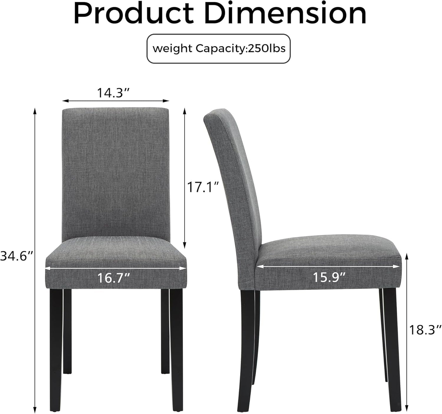 Gray Modern Fabric Upholstered Dining Chairs Set Of 4