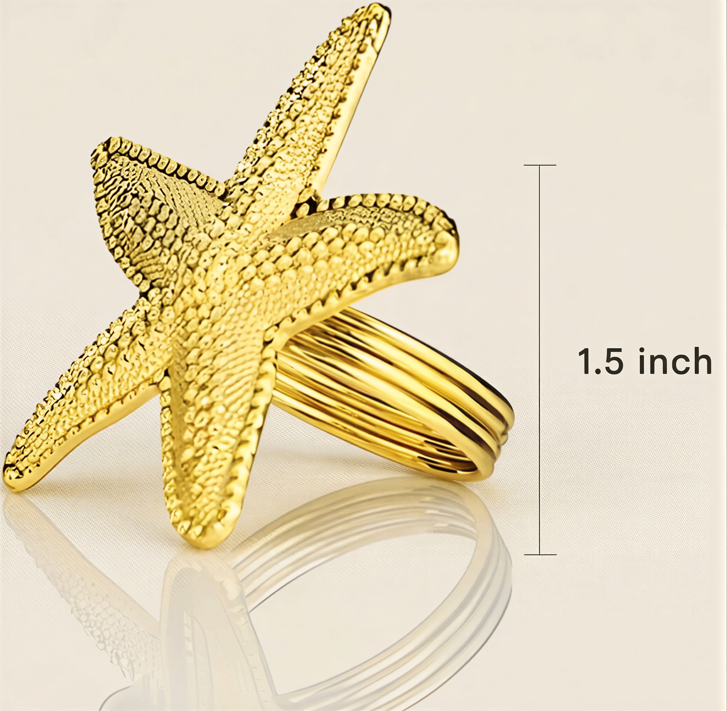Gold Starfish Napkin Rings – Coastal Style Table Decor | Rust Resistant Dining Accessories