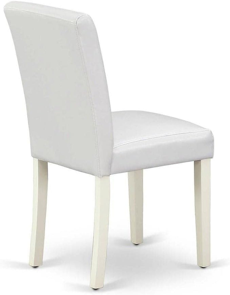 Parson Dining Chairs White Faux Leather Upholstered Pair