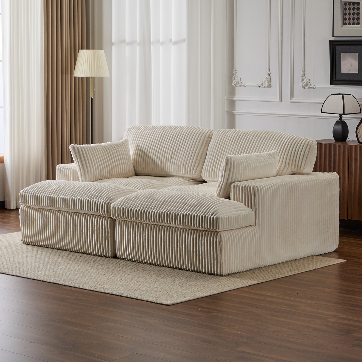 Oversized Corduroy Double Chaise Lounge Chair