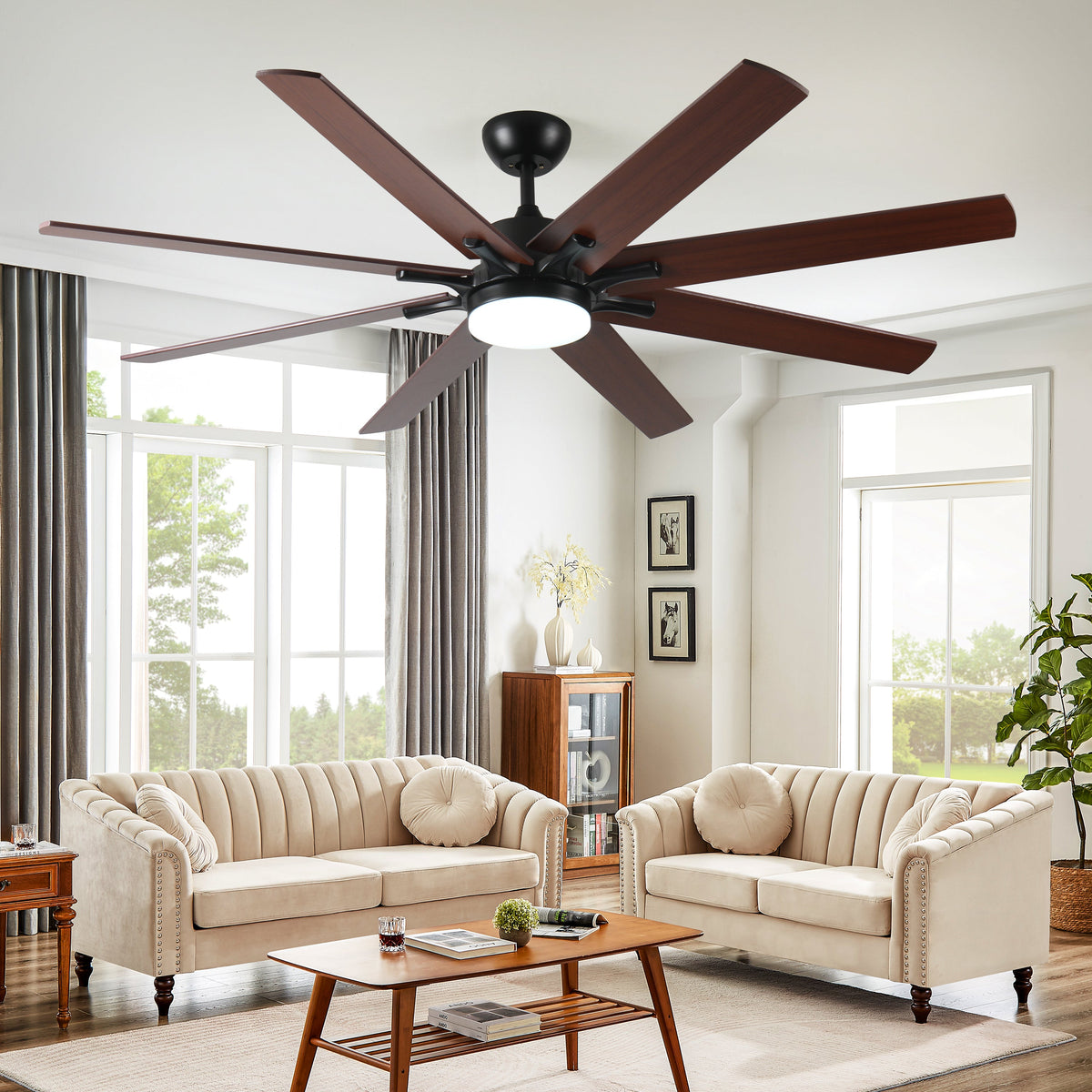 72 Inch Large Ceiling Fan with Lights and Remote Control