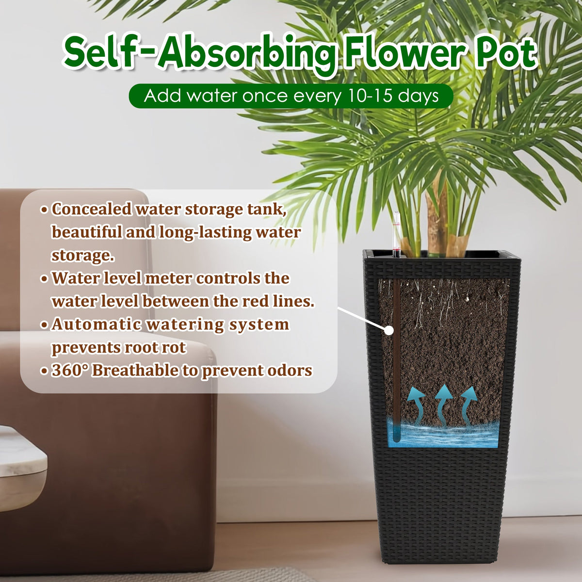 Pack of 2 Square Planters for Garden