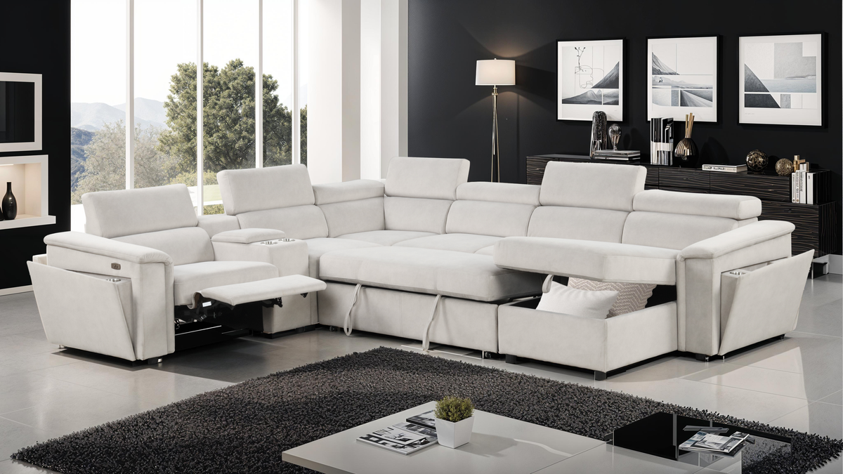 Harvey Modern Style Power Recliner Sleeper Sectional Sofa