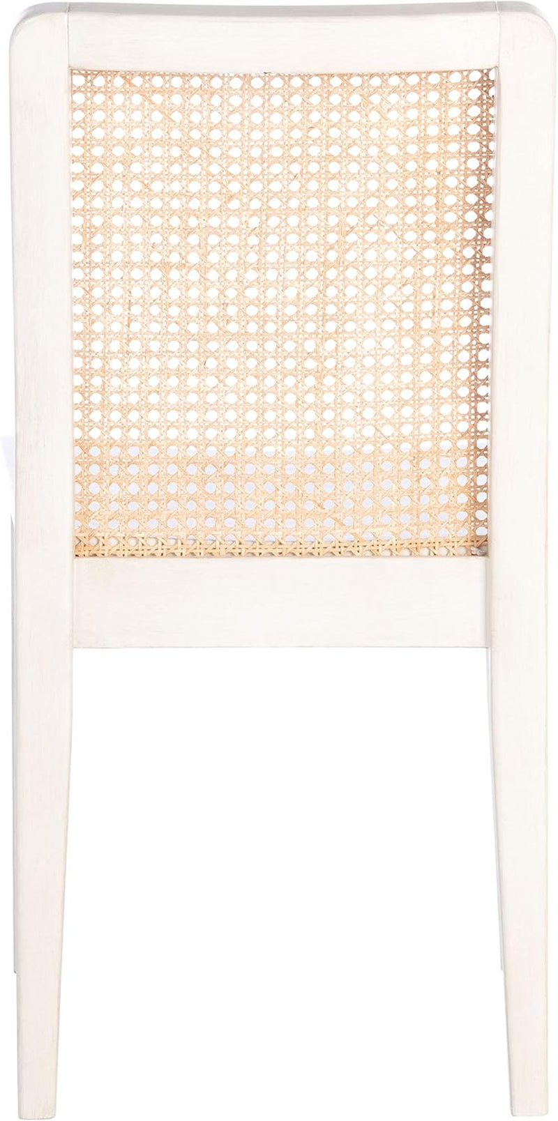Coastal White And Natural Rattan Dining Chair Set Of 2