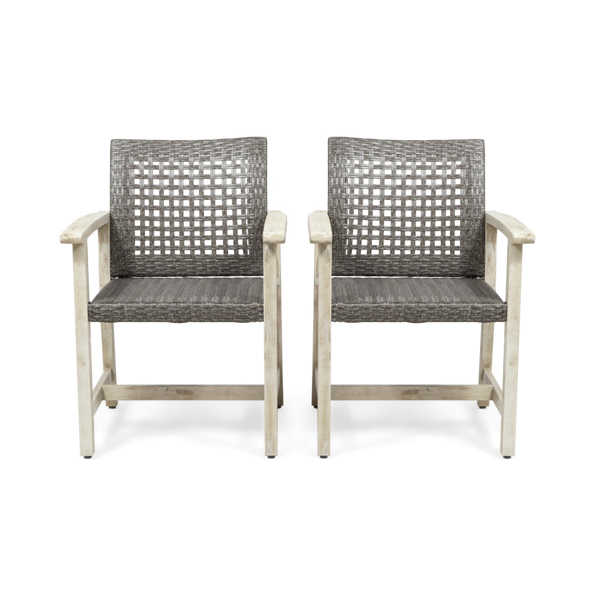 Hampton Wood and Wicker Dining Chair Set of 2