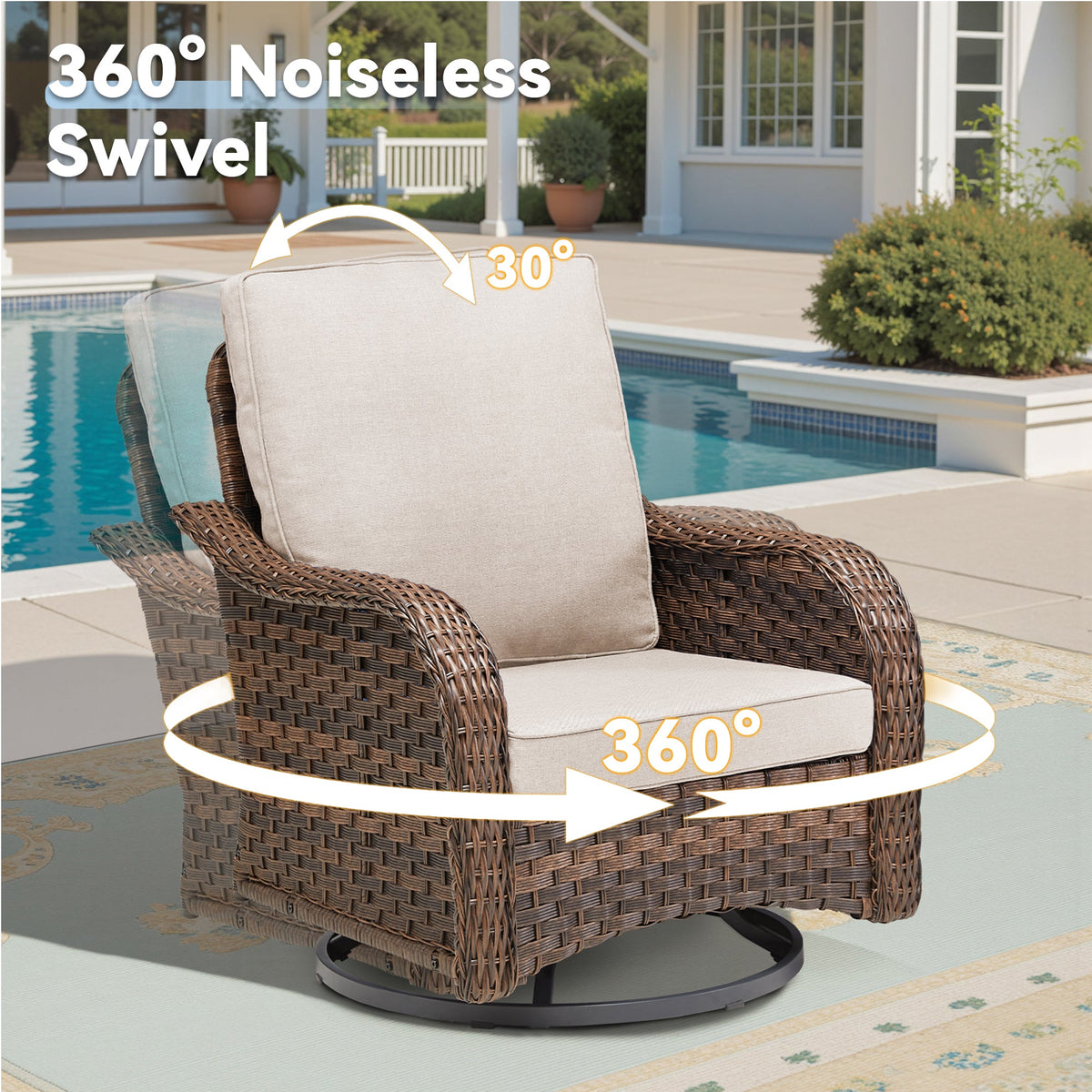 3 Pieces Outdoor Furniture Set with Swivel Gliders